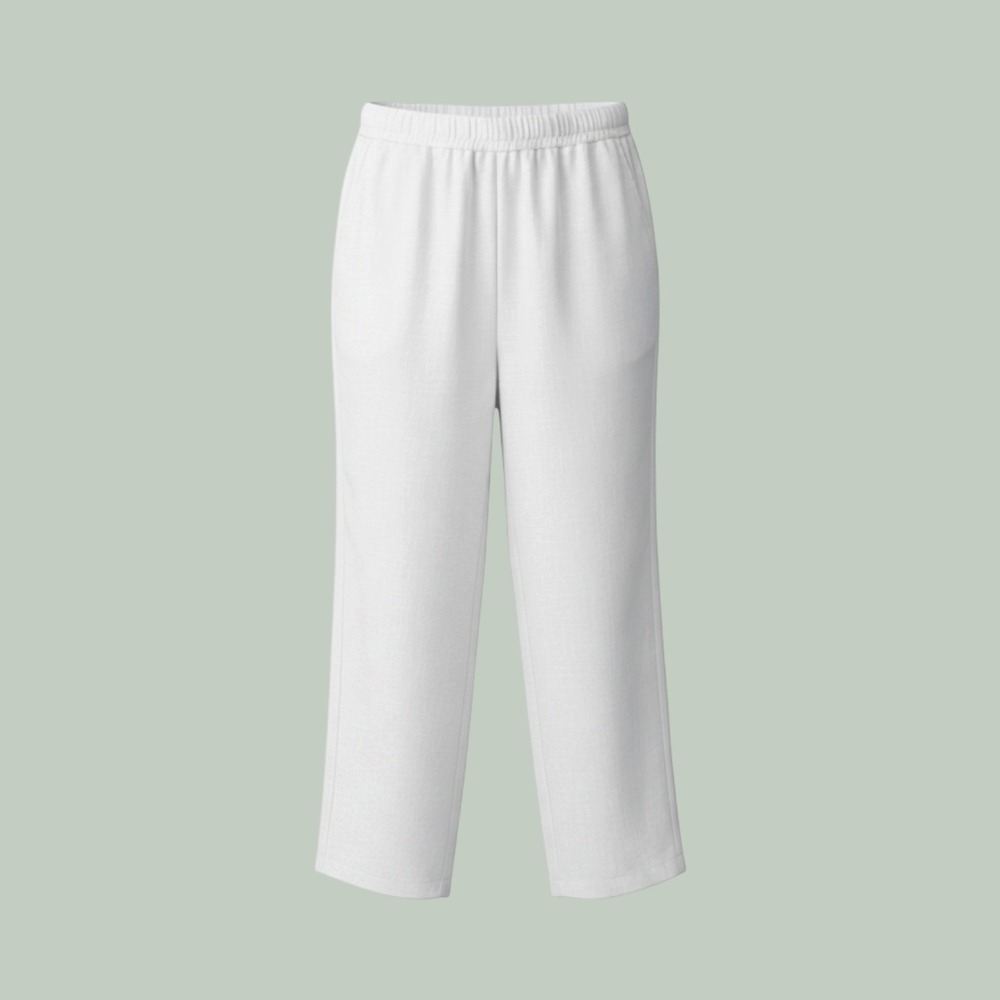 California Threads Womens White 100% Linen Wide Leg Elastic Waist Pants Size L